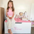 DIBSIES Personalized Creative Wonders Toy Box, Signature Series for Girls, 30 x 19.25 x 18 inches, Soft-Close Lid (White)-Ruum Studio Home