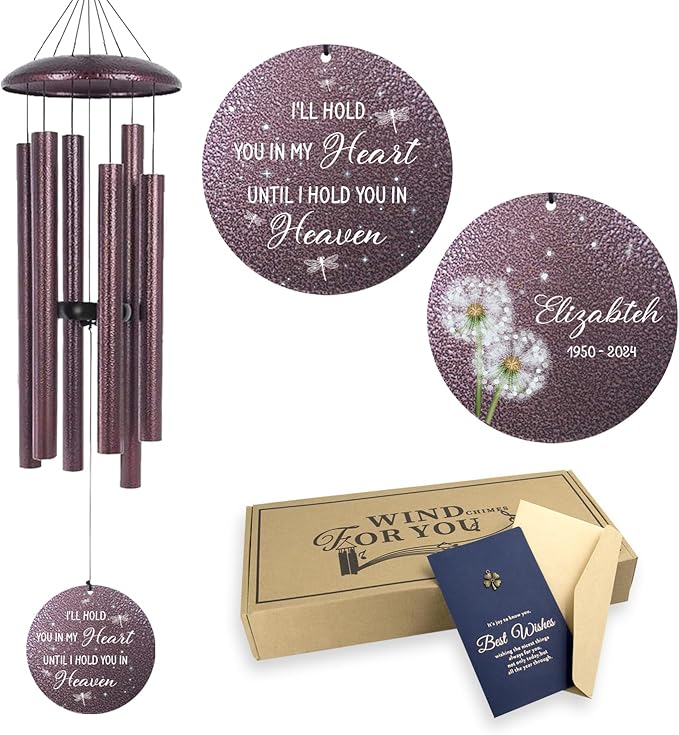 ASTARIN Personalized Memorial Wind Chimes, Customized Sympathy Deep Tone Wind Chime, Grief Gifts for Women Men Husband Wife, Windchimes in Memory of a Loved One Personalized-Ruum Studio Home