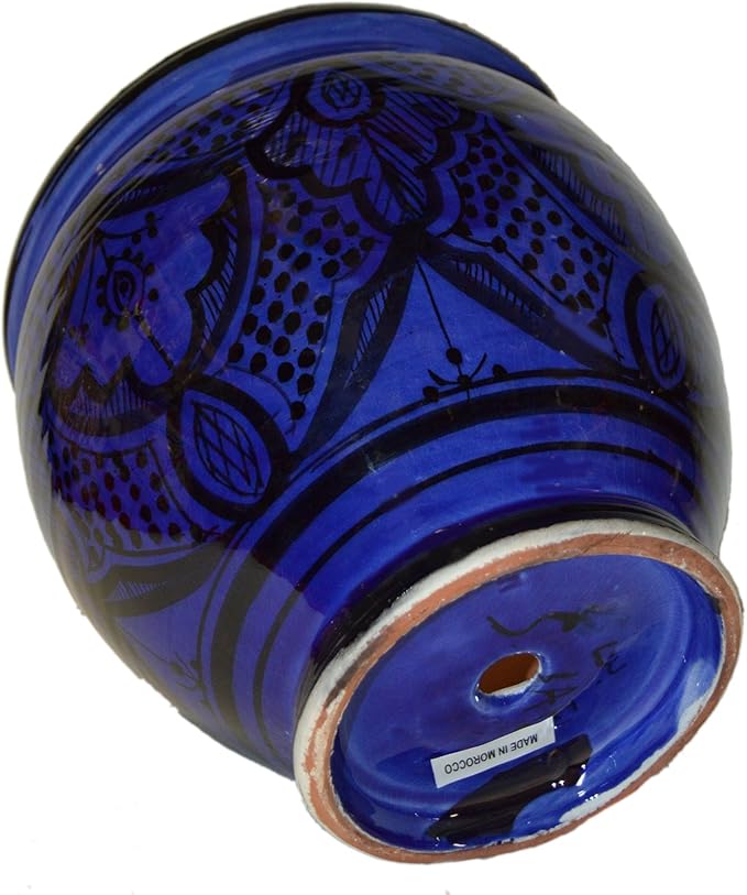 Treasures Of Morocco Flower Pot Moroccan Spanish Garden Drain Hole Ceramic Planter Handmade Multicolored-Ruum Studio Home