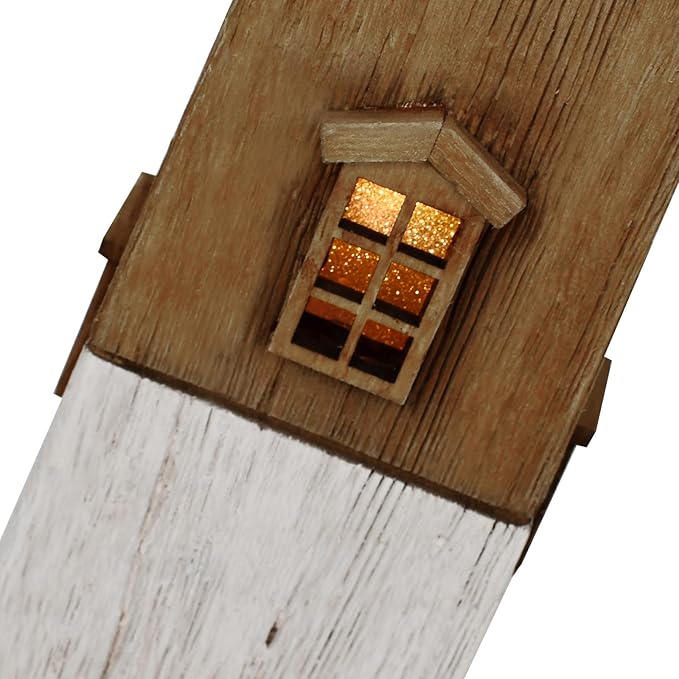 Linfevisi Wood Lighthouse Decor Rustic LED Light House Decor Wooden Decorative Nautical Lighthouse Statue Coastal Beach Themed Lighthouse Handcrafted Tabletop Decoration Home Bathroom (13.78")-Ruum Studio Home