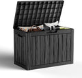 45 Gallon Resin Deck Box, Lockable Outdoor Storage Box for Patio Cushions Storage Furniture,Garden Tools, Pool Supplies, Weatherproof and UV Resistant（Black）-Ruum Studio Home