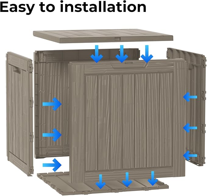 30 Gallon Double-Wall Resin Deck Box - Lockable Waterproof Outdoor Storage Box, 515bs Capacity & Doubles as Seating for Patio Furniture - Garden Tools, Pool Accessories (Brown)-Ruum Studio Home