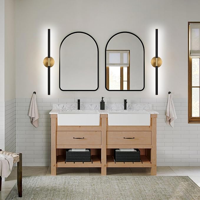 BONLICHT Bathroom Light Fixtures Over Mirror 24 Inch, 12W 350°Rotatable Dimmable 2700-5500K LED Wall Vanity Light Bar Black and Brushed Brass Modern Bathroom Vanity Lights picture and display lighting-Ruum Studio Home