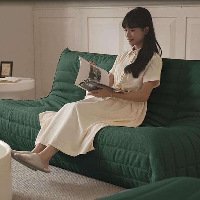 Luxury Sofa Couch Chair, Lazy Floor Seating, Fireside Bean Bag Chair, Ergonomic Tatami Sofa Lounger for Living Room, Bedroom, Office, Loveseat, Green-Ruum Studio Home