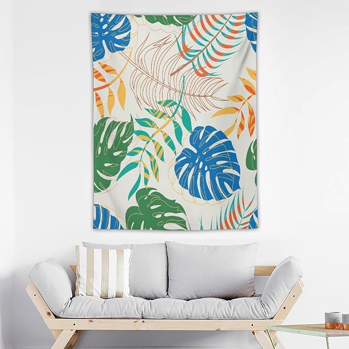 ICMOLYYENLO Tropical Green Plant Tapestry, Green Palm Leaves Natural Landscape Print Wall Tapestry for Bedroom Living Room Dormitory 60x60 Inch-Ruum Studio Home