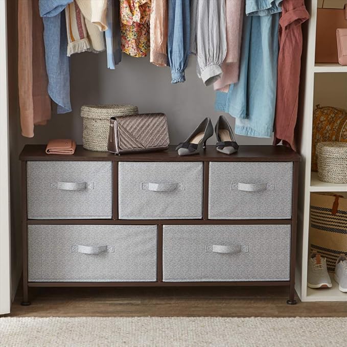 Amazon Basics Extra Wide Fabric 5-Drawer Storage Organizer Unit for Closet, Bronze-Ruum Studio Home