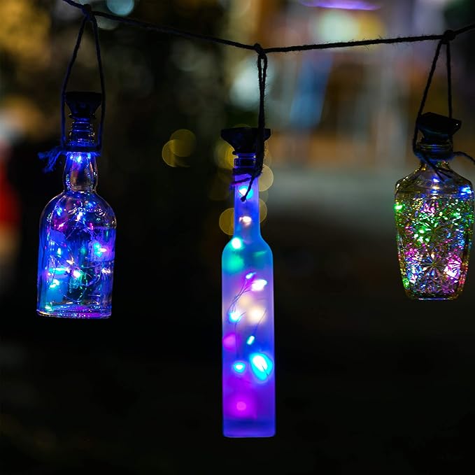 ZNYCYE Upgraded 8 Pack Solar Powered Wine Bottle Lights 20 LED Colored Starry Cork Light Fairy Cork String Craft Lights for Wedding Christmas Outdoor Holiday Garden Decor (Multi Color)-Ruum Studio Home