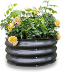 GARDMAX 2x2x1FT Galvanized Round Raised Garden Bed Kit, Metal Planter Boxes Outdoor with Easy Assembly, Large Garden Bed for Vegetables, Fruits, Flower, Herbs Dark Gray-Ruum Studio Home