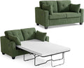 Pull Out Sofa Bed, Full Size Sleeper Sofa, 2-in-1 Convertible Corduroy Couch with USB Charging, Memory Form Couch for Living Room, Apartment and Small Space (Green, Corduroy - Full Size)-Ruum Studio Home