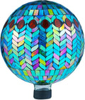 VOREEN Mosaic Glass Gazing Ball Outdoor Gazing Globe, Reflective Ball Yard Decoration for Homes, Patio, Lawn and Gardens, Gift for Mom Wife Friend, 10-Inch, Blue-Ruum Studio Home
