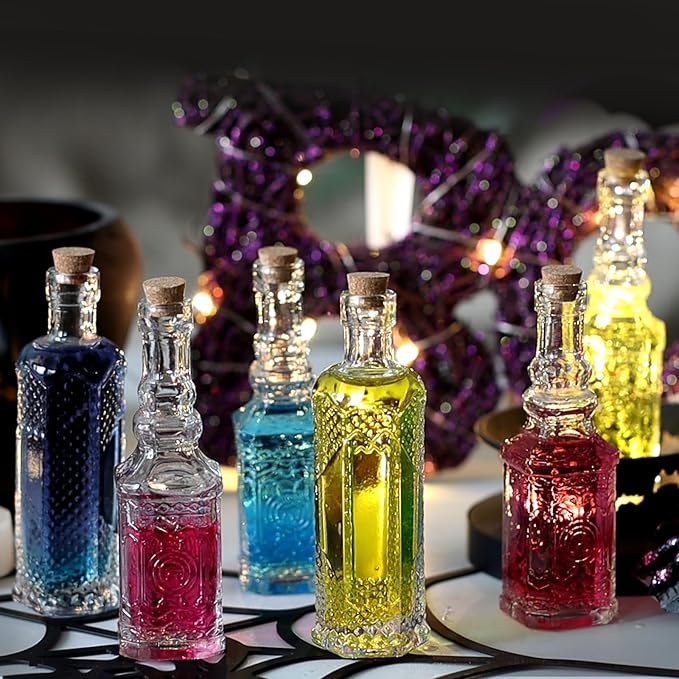 24 pcs Small Mini Clear Vintage Glass Bottles with Corks, Small Bud Vases, Decorative, Potion Bottles, 1.6oz for Party Wedding DIY Decoration/ Sand Art Bottles/Spell Jars/Message In a Bottle Kit-Ruum Studio Home