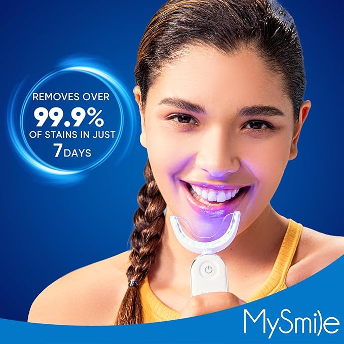 MySmile Teeth Whitening Kit for Sensitive Teeth with LED Light, 10 Min Non-Sensitive Fast Tooth Whitener, 3 Carbamide Peroxide Whitening Gel, Powerful Formula, Enamel Safe-Ruum Studio Home