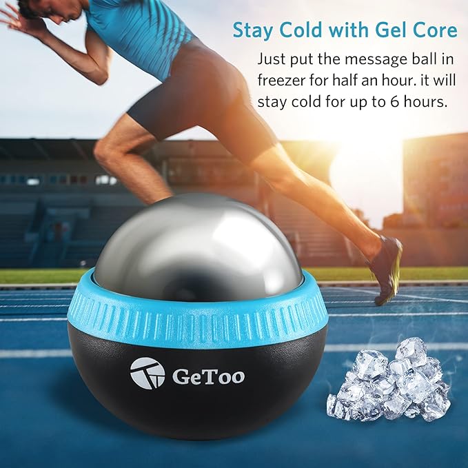 Cryosphere Cold Massage Roller Ball - 2.8 Inch Ice Massage Ball for Deep Tissue, 6 Hours Cold Therapy, Detachable Rolling Ball, Blue and Black-Ruum Studio Home