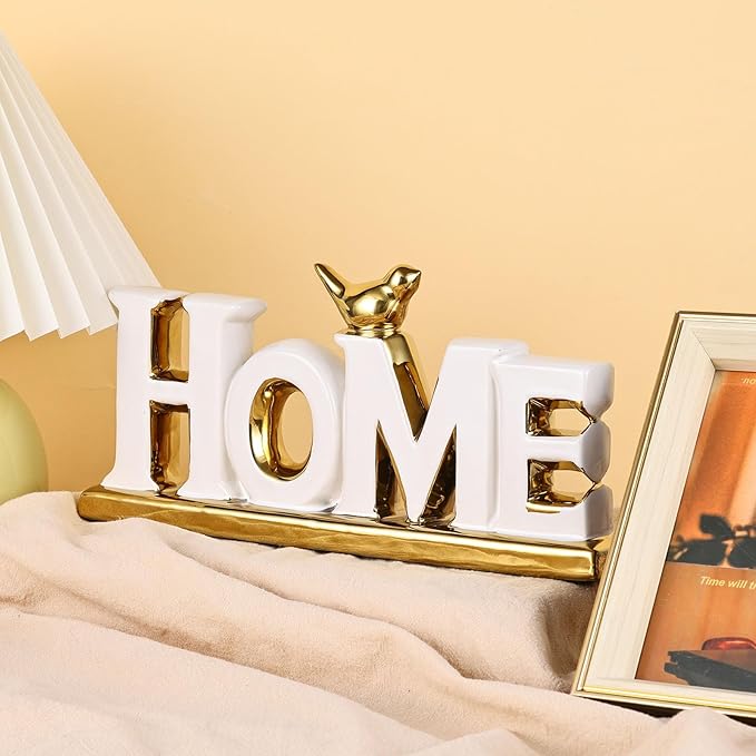 XMGZQ White and Gold Decor for Living Room Bedroom Bookshelf Coffe Table, Home Sign Aesthetic Statues Boho Wedding Accents Decorations, Knick Knacks Home Decor for Shelves,Living Room,Bedroom,Desktop-Ruum Studio Home