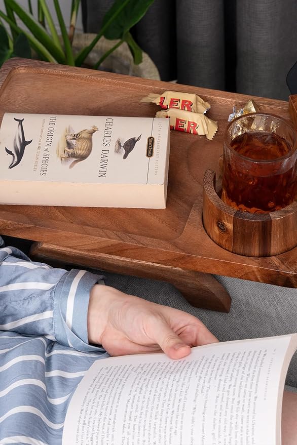 Sofa Arm Tray, Bamboo Large Couch Cup Holder, Portable Anti-Spill Sofa Armrest Tray for Beverage, Snacks, Phone, Remotes-Ruum Studio Home