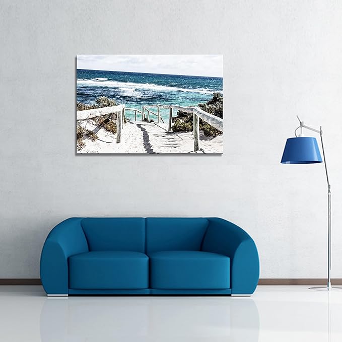 DZL Art S74281 Rottnest Island Beach Seascape Painting Sea Nature Pictures Wall Art Canvas Prints Painting Ready to Hang for Living Room Bedroom Decor Office Wall Decor Home Decoration-Ruum Studio Home
