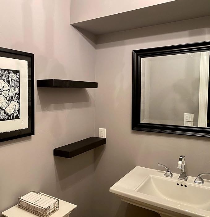 joelsantiques 18 Inch Wooden Floating Shelves for Wall - 18x6x2 in - Made of Natural Wood - Short Heavy Duty Rustic Wall Shelves for Bedroom - Perfect for Bathroom, Kitchen - Mocha-Ruum Studio Home