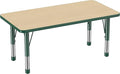 FDP Rectangle Activity School and Kids Classroom Table (24 x 48 inch), Toddler Legs, Adjustable Height 15-24 inches - Maple Top and Green Edge-Ruum Studio Home