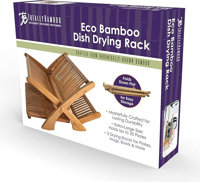 Totally Bamboo Eco Collapsible Dish Drying Rack, Natural Bamboo-Ruum Studio Home