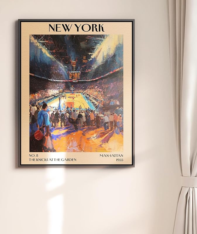 Retro Vintage New York Wall Art Print - 11x14 Unframed Poster - New York City Souvenirs, Cute Trendy Colorful Wall Decor (Knicks at the Garden, 11x14")-Ruum Studio Home