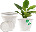 Plastic Flower Pots Planters for Indoor Plants, 4 Pack 14 Inch White Plant Pots with Drainage Hole & Tray, Modern Decorative Large Plant Pot with Saucer for Indoor Outdoor Plants Garden House Planter-Ruum Studio Home