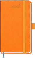 BEZEND Pocket Planner 2025-2026 Weekly and Monthly, 3.5" x 6" Academic Planner (Jul 25-Dec 26) 18-Month Mid-Year Calendar Book, Storage Pocket, Pen Holder, PU Leather Hardcover - Orange-Ruum Studio Home