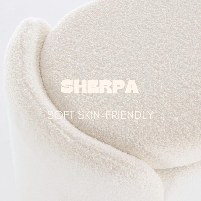 ROCTY White Boucle Storage Bench - 50" Sherpa Ottoman Bench for Bedroom, Entryway, Living Room & Vanity - Teddy Fabric with Storage & Seating-Ruum Studio Home