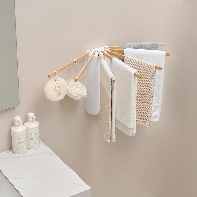 Wall Mounted Clothes Drying Rack Tripod,Foldable Drying Rack,Wall Mounted Drying Rack Clothing,Over The Door Drying Rack for Laundry Bedroom Household Wooden-Ruum Studio Home