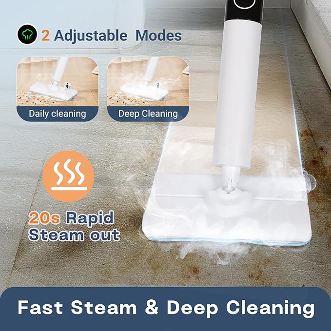 Steam Mop, Detachable Handheld Steam Cleaner for Home,1200W Heat to 260 °F in 20S, 2 Steam Modes & LED Display, 23FT Cord, Steam Mops for Floor Cleaning, Hardwood,Bathroom, Tile, Carpets-Ruum Studio Home