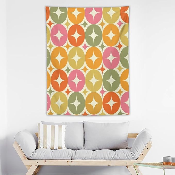 ICMOLYYENLO Abstract Cat Tapestry, Medieval Abstract Atomic Star Cat Vintage Home Wall Hanging Art Tapestry for Bedroom Living Room Dormitory 60x80 Inch-Ruum Studio Home