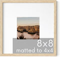 HAUS AND HUES Solid Oak 8"x8" Picture Frame Matted to 4"x4" - 8x8 Square Frame With or Without Mat, 8x8 Wood Frame, Square Photo Frame, 8 x 8 Wood Picture Frame (Beige Oak)-Ruum Studio Home