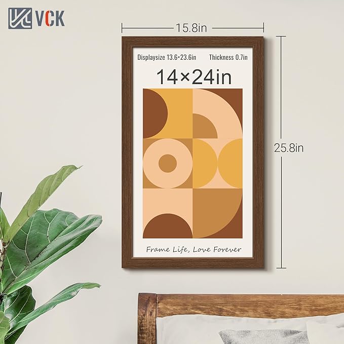 VCK 14x24 Frame Set of 3, Brown Wood Picture Frame with Exclusive Wood Grain, Wall Gallery Frame-Ruum Studio Home
