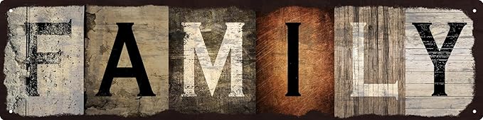 Vintage Tin Sign Retro Metal Family Signs for Home Decor Stylish Wall Art Plaques Gift for Home Bathroom Kitchen and Gothic Wall Decor in Every Room 16x4 in-Ruum Studio Home