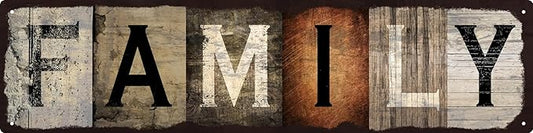 Vintage Tin Sign Retro Metal Family Signs for Home Decor Stylish Wall Art Plaques Gift for Home Bathroom Kitchen and Gothic Wall Decor in Every Room 16x4 in-Ruum Studio Home