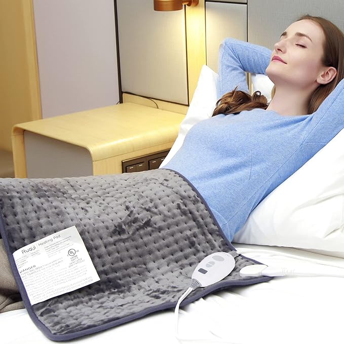 Ruqiji 17''x33'' XXXL King Size Heating Pad with 120 Minutes Auto Shut Off&6 Temperature Settings, Flannel Electric Heating Pad/Pain Relief for Back/Neck/Shoulders/Menstrual Pain/Leg Cramp (Dark Gray)-Ruum Studio Home