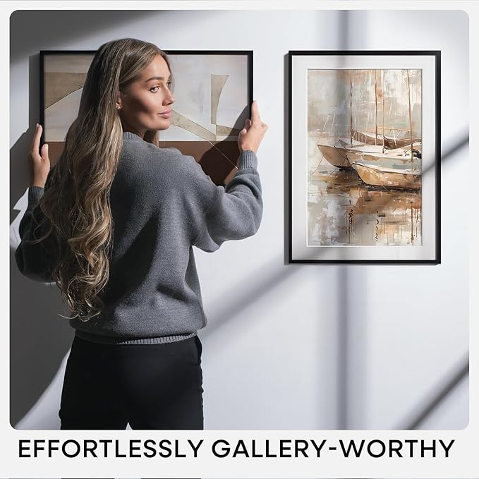 Homeforia 15x15 Picture Frame Black, High End Metal 15 x 15 Square Poster Frames with Mat 11 x 11 Photo, 15x15 Black Frame Matted to 11x11 Print, 15by15 Thin Frames, Tempered Glass, Wall Kit, Set of 1-Ruum Studio Home