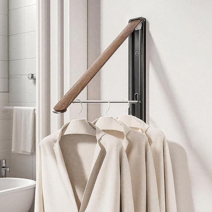 Wall Drying Rack Clothing - Retractable & Foldable Clothes Drying Rack Wall Mounted for Laundry Room Organization | Laundry Room Hanging Rack for Dorm, Closet, Balcony & Indoor/Outdoor Use-Ruum Studio Home