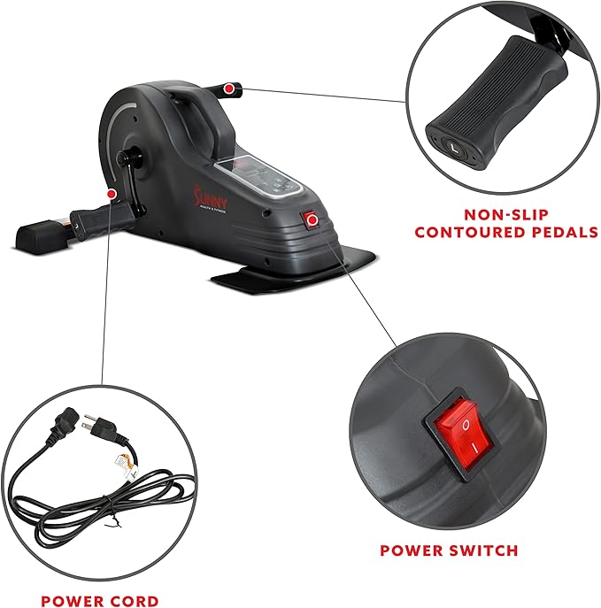 Sunny Health & Fitness Dual Function Under Desk Pedal Exerciser, Portable Indoor Cardio Mini Bike at Home, Arm/Leg Cycle for Seniors, Optional Magnetic, Motorized & Free SunnyFit App Bluetooth Connect-Ruum Studio Home