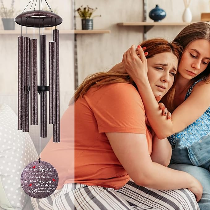 Personalized Sympathy Wind Chimes, Cardinal Wind Chime, in Memory for Loss of Loved Dad/Mom/Ones, Metal Memorial Sympathy Gifts, 36inch Deep Tone Wind Chime, in Loving Memory-Ruum Studio Home