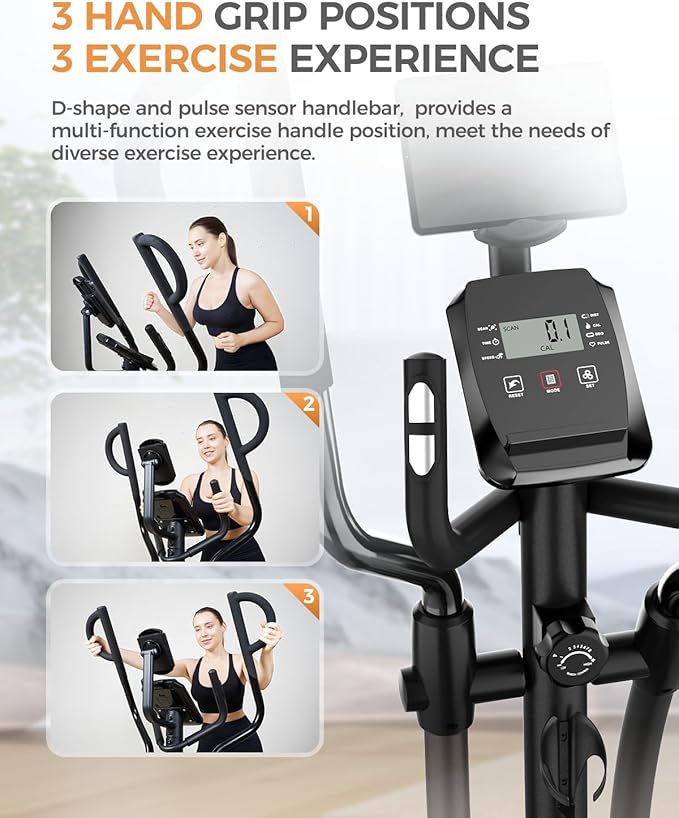 pooboo Elliptical Machine, Elliptical Exercise Machine with 16-Level Resistance&Hyper-Quiet Magnetic Driving System, Elliptical Machine for Home with LCD Monitor&15.5IN Stride, 350LBS Weight Capacity-Ruum Studio Home