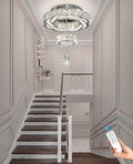 Flashing God Small Crystal Chandeliers Dia 12" Silver Chandelier Flush Mount Ceiling Light for Bedroom Living Room Dining Room Hallway Dimmable 3 Rings LED Celing Lighting Fixtures-Ruum Studio Home