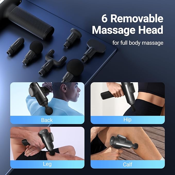 MERACH Massage Gun Deep Tissues, Percussion Massager Tools with 6 Massage Heads, Portable Hand Held Muscle Massagers for Pain Relief Deep Tissue, Cool Gifts for Men and Women-Ruum Studio Home