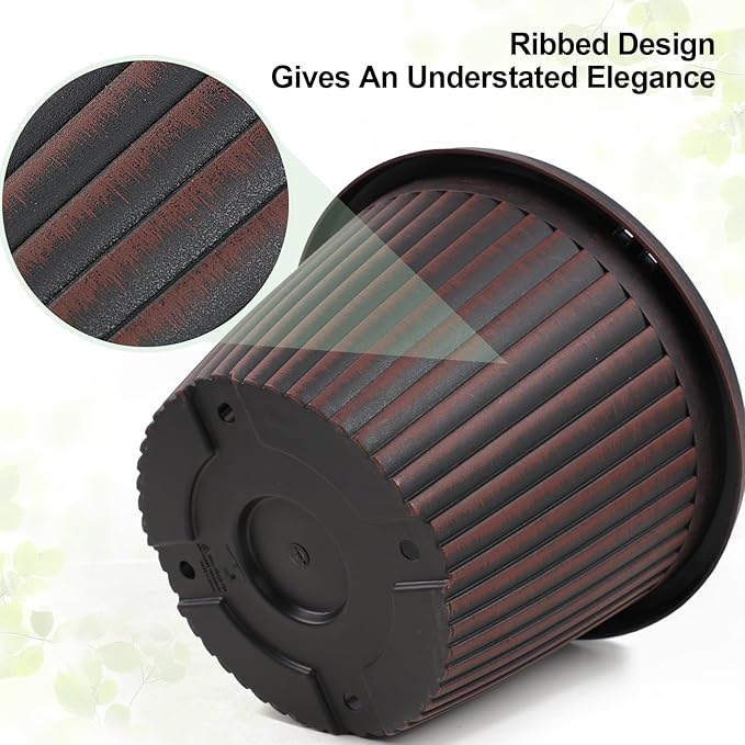 Large-Planter-Indoor-Outdoor Plant Pots, 12 inch 4 Pack Plastic Flower Pots with Saucer And Drainage Holes, Modern Garden Planters For Planting Medium Large Plants， Decorative Resin Garden Pots-Ruum Studio Home