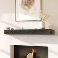48x8x3 Fireplace Mantel - Handcrafted Hollow Rustic Solid Wood Wall Mounted Floating Shelf with Invisible Heavy Duty Wood Bracket (Weathered Black)-Ruum Studio Home