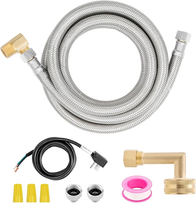 Roastove Universal Dishwasher Installation Kit,6 Ft Stainless Steel Dishwasher Hose,Burst Proof Water Supply Line with 3/8" Compression Connections-Ruum Studio Home