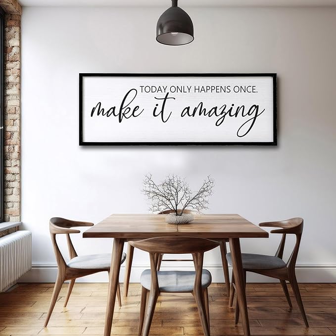 Today Only Happens Once Make It Amazing Framed Wall Art, 40''×15'' Rustic Religious Christian Lords Prayer Sign for God Jesus Christ Prayer, Horizontal Holy Inspirational Catholic Scripture Decor-Ruum Studio Home