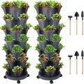 Vertical Planter 7 Tier Stackable Planters Garden Planters Strawberry Herb Flower and Vegetable Planter Indoor Outdoor Gardening Pots with Removable Wheels and Tools-Ruum Studio Home