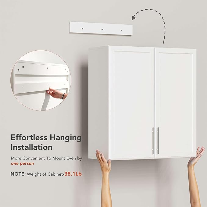 FIMELLO 30" Laundry Room Cabinets Wall Mounted,White-Ruum Studio Home
