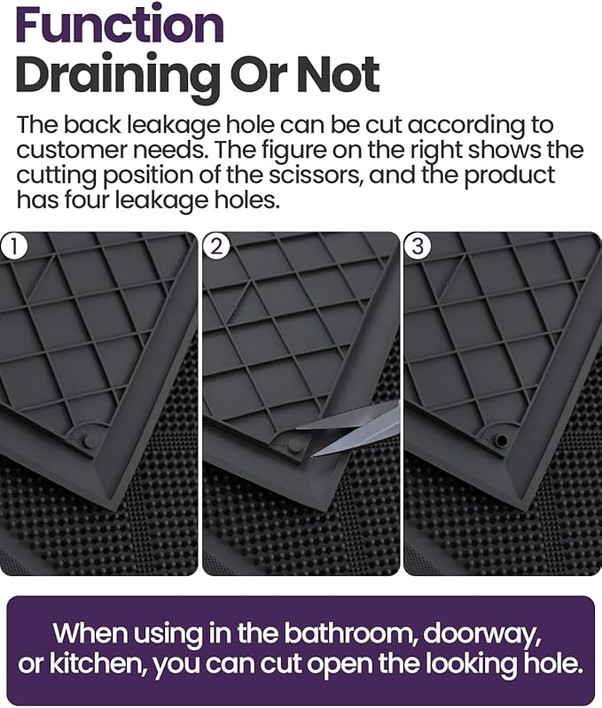 DEXI Front Door Mats Outside Entrance, 17x36 Rubber Waterproof Dirt Trapping Entry Mat for Entryway, Heavy Duty Non-Slip Low-Profile Welcome Doormat All Weather for Patio, Black-Ruum Studio Home