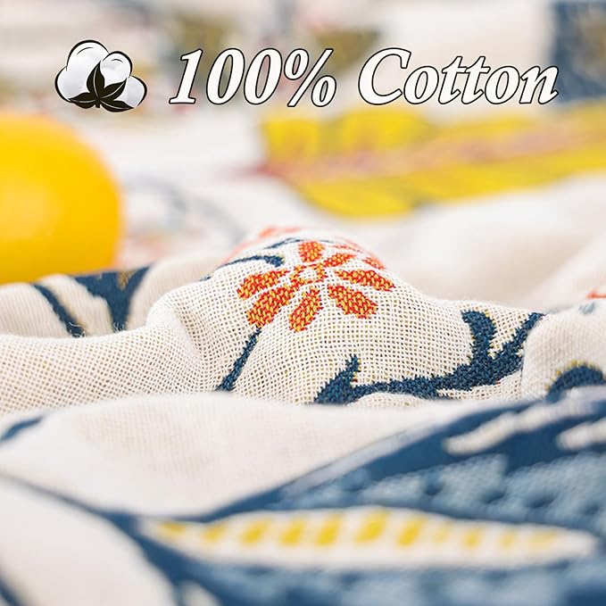 Snycler Boho Throw Blanket for Bed, 100% Organic Cotton Muslin Soft Throw-Floral Farmhouse Rustic Spring Summer Fall Decor Blanket for Couch Sofa Quilt and Gift, 60" x 80" White-Ruum Studio Home